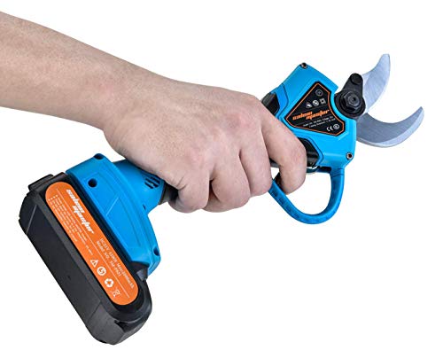 SALEM MASTER Professional Cordless Electric Pruning Shears with 2 Pack Backup Rechargeable 2Ah Lithium Battery Powered Tree Branch Pruner, 30mm (1.2 Inch) Cutting Diameter, 6-7 Working Hours