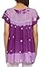 Sakkas 43614 - Short sleeve tie dye gingham peasant top with sequin embroidery - Purple - OS