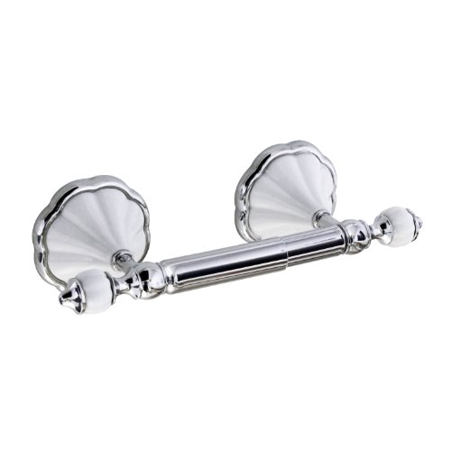 MODONA Four Piece Bathroom Accessories Set, Includes 24” Towel Bar, Robe Hook, Towel Ring, and Toilet Paper Holder – White Porcelain & Chrome - Flora Series - 5 Year Warrantee - Thumbnail 2