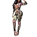 Joseph Costume Women's Sexy Floral Deep V-Neck Long Sleeve Bodycon Long Pants Jumpsuit Rompers