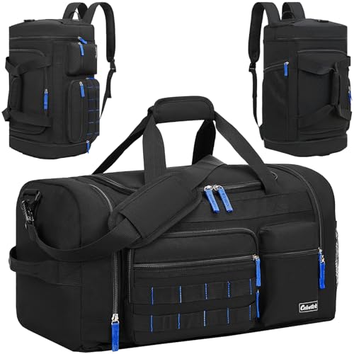Celvetch Gym Bag with Shoes Compartment 3-in-1 Sports Travel Duffel Bag Weekender Overnight Backpack with Wet Pocket, Black, 39L-Medium
