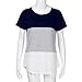 TOPUNDER Casual Stripe Triple T-Shirt Women Short Sleeve Color Block Blouse