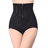 Shymay Women's Zipper Closure Hi-Waist Tummy Control Panties, Black, Tag size 3XL=US size Small