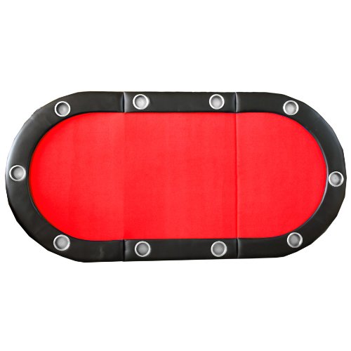 84" 10 Player Texas Hold'em Folding Poker Table Top Red with Carrying Bag