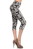 Leggings Depot Women's Plus Size High Waisted Best Selling Capri Print Leggings (Achromatic Harmony)