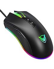 Holife Gaming Maus Wired, Einstellbare 10000 DPI, 8 programmierbare Tasten, Chroma RGB Hinterleuchtung, Updated komfortable Griff Ergonomischer optischer für Laptop PC und Computer maus mit Feuer-Tast