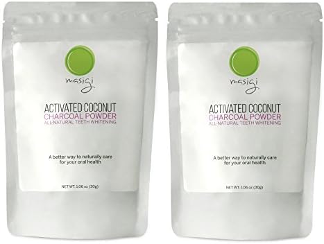 Masigi Activated Charcoal Powder Bundle: 100% Pure, Premium, Organic, Food Grade, Ultra Fine Coconut Shell Charcoal in Resealable 30g Pouches. Great for Teeth Whitening!