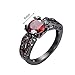 JunXin® Black Gold 8MM Round Dark Red Ruby CZ Filled Solitaire Ring Engagement Size5/6/7/8/9/10/11(9)