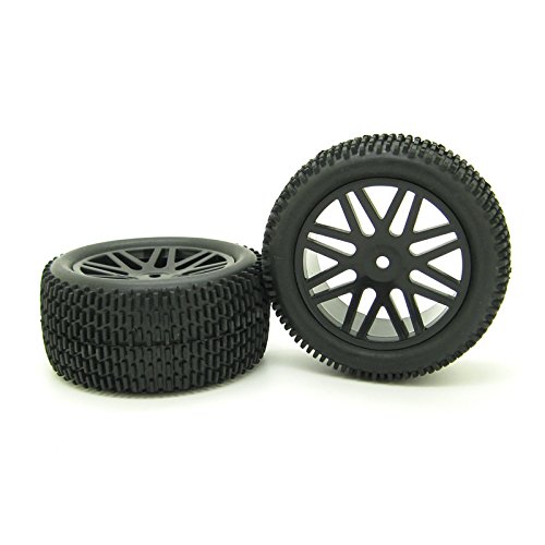 RC 1:10 Off-Road Car Buggy Rubber Tyre Tire & Wheel Rim HEX 12mm Black with Foam Inserts Pack of 4