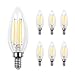 Ascher E12 LED Classic Candelabra Clear Light Bulb / 4W, Equivalent 40W, 420LM / Daylight White 5000K / Filament Clear Glass / Non dimmable / Pack of 6