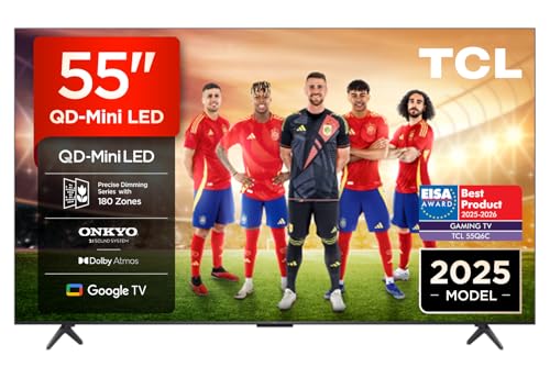 55Q6C Televisor 55 Pulgadas QD-Mini LED 4K Smart TV, 1000 nits, 144Hz Motion Clarity Pro, Onkyo 2.1, Game Master, FreeSync, Google TV, Dolby Vision IQ y Atmos