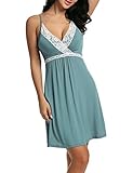 Hotouch Teen's Full Slips Spaghetti Strap Cute Dress Seamless Nightwear Light Green M