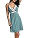 Hotouch Women Chemise Nightwear V-Neck Lingerie Lace Babydoll Sleepwear Light Green M