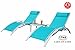Kozyard KozyLounge Elegant Patio Reclining Adjustable Chaise Lounge Aluminum and Textilene Sunbathing Chair for All Weather with headrest (2 Pack), KD,Very Light, (Blue W/Table)