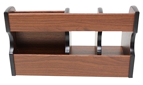 Executive Office Solutions Wooden Desk Organizer - 1 Drawer, 2 Mail/File/Paper Holders, 4 Compartments for Office Supplies and Desk Accessories Cherry/Black (EOS-WO5) - Thumbnail 6