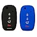 Coolbestda 2Pcs Silicone 4buttons Flip Folding Key Fob Remote Skin Cover Protector Keyless Entry Case for Kia Sorento Sportage Rio Soul Forte Optima Carens Black Blue （Not Fit Smart Key Fob）