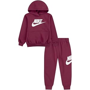 Nike Kids' Sportswear Club Fleece Pullover Hoodie and Joggers 2-Piece Outfit Set (Large Swoosh Logo)
