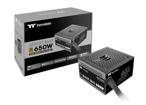 Thermaltake Smart BM3 650W 80Plus Bronze ATX 3.1 & PCIE 5 Ready Semi-Modular Power Supply; 105°C/221°F Japanese Capacitor; 5 Year Warranty; PS-SPD-0650MNFABU-3