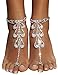 Bellady Ladies 2 PC Sparking Foot Anklet Chain with Rhinestone Bride Bridesmaid Beach Wedding Foot Jewelry for Woman Toe Ring Bracelet, Silver Style 2