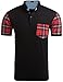 Coofandy Men's Casual Short Sleeve Polo Shirt Contrast Plaid T-Shirt