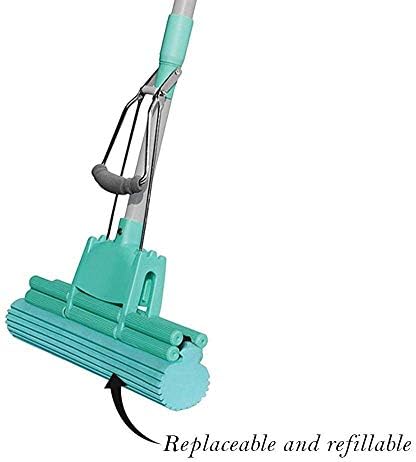 Trady Sponge Absorber Quick Cleaning Mop with Squeezing Technology Adjustable Handle Kitchen Bathroom Cleaner, Standard Size