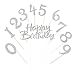 LVEUD Silver Glitter 0-9 Cake Topper and Happy Birthday Cake Topper For 18th-21th-30th-40th-50th-60th-70th-80th-90th Birthday Party Decoration Supplies of set 21