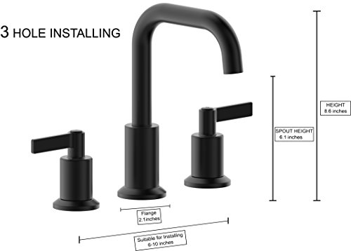 Serenade SWS02-MB Two Handle Widespread Bathroom Faucet with Pop-Up Drain Assembly and Lift Rod, Meets UPC cUPC NSF61-9 and AB1953 Lead Free Standard,Matte Black