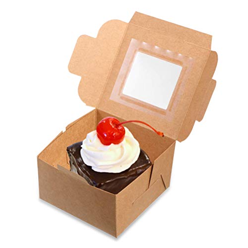 60 Pieces Cookie Boxes with 80M Gift Wrapping Rope, Bakery Box with Display Window Paper Board 4 x 4 x 2.4 Inch Gift Packaging Boxes for Gift Giving, Pastries, Cookies, Small Cakes, Pie, Cupcakes - Thumbnail 2