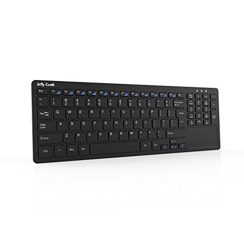 Wireless Keyboard with Touchpad, Jelly Comb 2.4G Slim Keyboard with Built-in Trackpad and 10-Key for PC, Desktop, Computer, Notebook, Laptop, Windows, Mac OS and more Device with USB Port