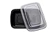SAFEPRO 24 oz. Black Rectangular Microwavable Container with Clear Lid (Case of 100)