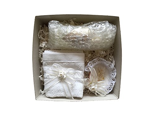 Baptism Kit Christening Catholic Handmade includes Rosary Towel Candle and Shell Kit De Bautizo Religious Gift