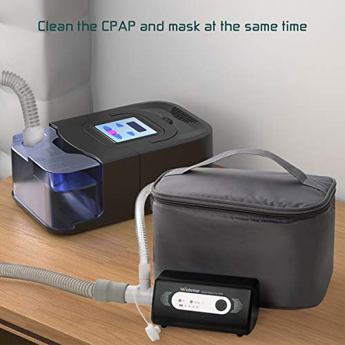 Webetop 2020 Upgraded CPAP Cleaner and Sanitizer Bundle with Sanitizing Bag Two Universal T Adapters Fit for Heated Hose AirMini Portable Travel Mini Cleaner for Mask Tube or Humidifier Black