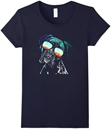 Womens Boxer Neon Dog Shirt Large Navy