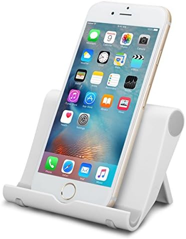 Exmott Multi-Angle Adjustable Phone Stand Holder on Desk for iPhone 11 Pro Max/XS Max/XR/X/8/7/6S/6 Plus, Samsung Galaxy S10 Note 10, Tablets, E-Readers and Most Smartphones (White)