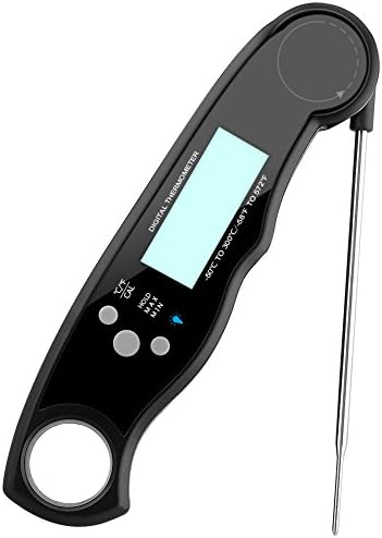 Digital Meat Thermometer Super Fast Instant Read Thermometer Waterproof Cooking Thermometer with Calibration function and Foldable Long Probe for Kitchen Grill,Smoker,BBQ,Milk,Candy