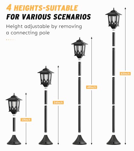Joyoowild 63" Solar Lamp Post Light 2 Pack, Solar Light Posts for Outside Waterproof, Outdoor Lamps for Patio, Backyard, Front Porch Decor, Warm White, Replaceable Bulb