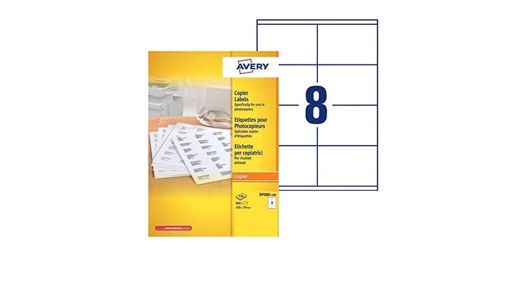 Avery Zweckform 800 Labels for Copiers 105x70 mm Monochrome