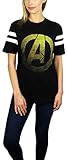 Marvel Womens Avengers Logo Varsity Football Tee Gold/Black (Gold/Black, Medium)