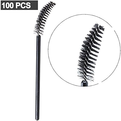 GreatStyler Disposable Eyelash Wands 100 Pieces in Pack Easy Use Curly Brushes Makeup Mascara Tool Cosmetic Makeup Applicators Kit (Black)