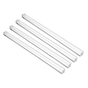 Barres Acrylique Carrées DMiotech 10x10x250mm - Lot De 4 Pour Maquettes, DIY, Transparent