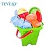 BIG Sand Bucket 12-Pcs Molds & Tools for Sand Boxes, Water Tables, Beach, Bath Tub, Pool or Kinetic Sand Toys For Baby, Kid and Toddler