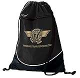 NutraFx Drawstring Backpack Bag Bodybuilding Sports Nutrition Gym Bag Black with White Accent Piping