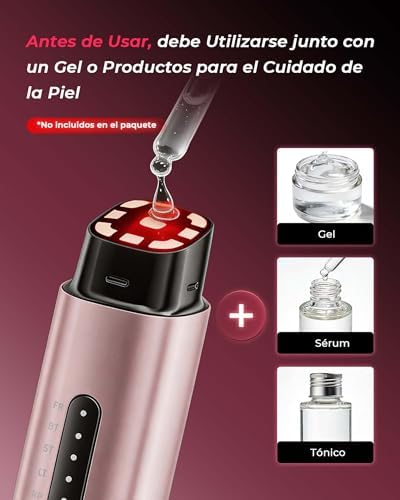 Dispositivo Profissional de Radiofrequência Facial, Massajador Facial Microcorrente 5 em 1, Dispositivo Elétrico Anti-acne, Anti-rugas, Firmamento e Lifting para Rosto e Pescoço (Rose Gold)