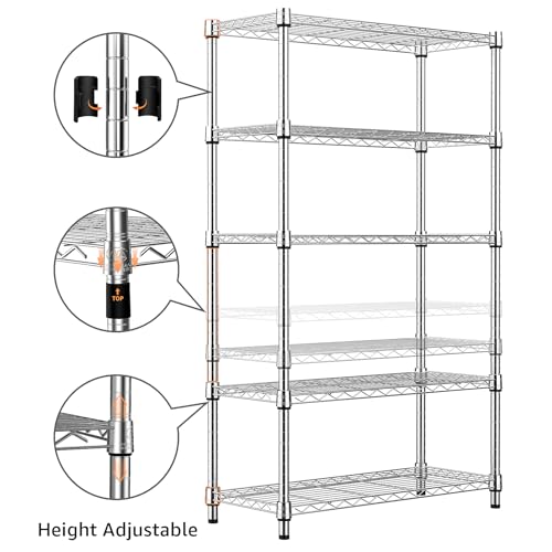 M MZG 5 Tier Heavy Duty Steel Shelving Unit Wire Organizer for Home Kitchen Office Chrome 35x60x159cm
