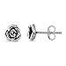 Sterling Silver Rose Flower Stud Earrings - 7mm