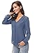 Urban CoCo Womens V Neck Ruffled Shoulder Business Causal Chiffon Blouse Button Down Shirts (L, Greyish Blue)