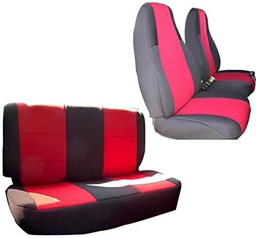 INNOCESSORIES Jeep Wrangler Neoprene Seat Coves Combo Set fit for 1991-1995 Jeep Wrangler Yj Red/Black