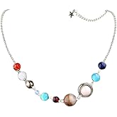 COLORFUL BLING Universe Galaxy the Eight Planets Pendant Necklace Guardian Star Space Sun Moon Star Celestial Necklace in the Solar System for Women Gifts