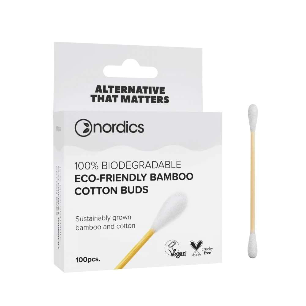 Nordics Organic Care Organic cosmetic sticks bamboo with organic cotton, white, 40 g