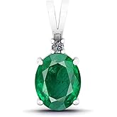 SirDaksh 5.25 Carat Natural Emerald Stone Oval Cut Necklace For Women